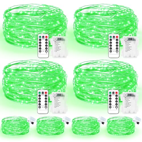 Maxee 4 Stück 10M + 4 Stück 3M LED Lichterkette Batterie, 8 Modi Fernbedienung mit Timer Lichterkette, IP65 Wasserdichte, Außen Lichterkette Draht für Weihnachten Innen Aussen Deko, Grün Maxee 4 Stück 10M + 4 Stück 3M LED Lichterkette Batterie, 8 Modi Fernbedienung mit Timer Lichterkette, IP65 Wasserdichte, Außen Lichterkette Draht für Weihnachten Innen Aussen Deko, Grün von Maxee