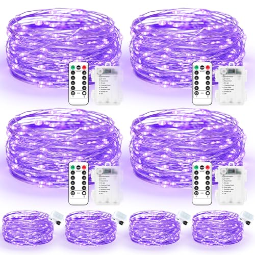 Maxee 4 Stück 20M + 4 Stück 3M LED Lichterkette Batterie, 8 Modi Fernbedienung mit Timer Lichterkette, IP65 Wasserdichte, Außen Lichterkette Draht für Weihnachten Innen Aussen Deko, Lila Maxee 4 Stück 20M + 4 Stück 3M LED Lichterkette Batterie, 8 Modi Fernbedienung mit Timer Lichterkette, IP65 Wasserdichte, Außen Lichterkette Draht für Weihnachten Innen Aussen Deko, Lila von Maxee