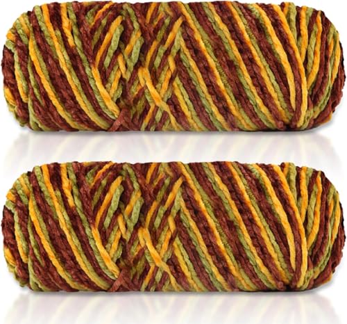 Maxee 400g(2×200g) Samtig Babywolle, Samt Velvet Wolle Chenille Garn, Kuschelweich Chenillegarn, Flauschige Weich Plüschwolle, Häkelgarn Wolle Zum Stricken & Häkeln-A-10 von Maxee