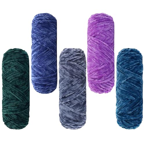 Maxee 500g(5×100g) Samtig Babywolle, Samt Velvet Wolle Chenille Garn, Kuschelweich Chenillegarn, Flauschige Weich Plüschwolle, Häkelgarn Wolle Zum Stricken & Häkeln-36 von Maxee