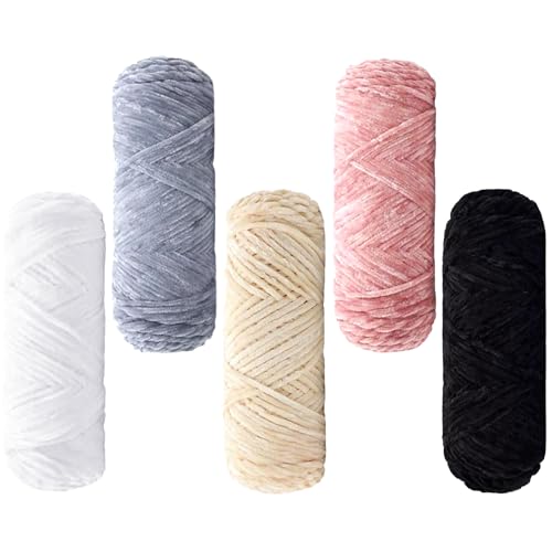 Maxee 500g(5×100g) Samtig Babywolle, Samt Velvet Wolle Chenille Garn-40 von Maxee