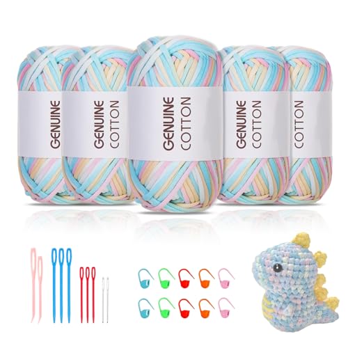 Maxee 5X50g Dickes Garn Baumwolle zum Häkeln, Chunky Häkelgarn für Anfänger, Kein Geteiltes Häkeln Amigurumi Wolle, Klobiges Baumwollgarn Einfaches Strickgarn zum Häkeln Stricke Maxee 5X50g Dickes Garn Baumwolle zum Häkeln, Chunky Häkelgarn für Anfänger, Kein Geteiltes Häkeln Amigurumi Wolle, Klobiges Baumwollgarn Einfaches Strickgarn zum Häkeln Stricke von Maxee