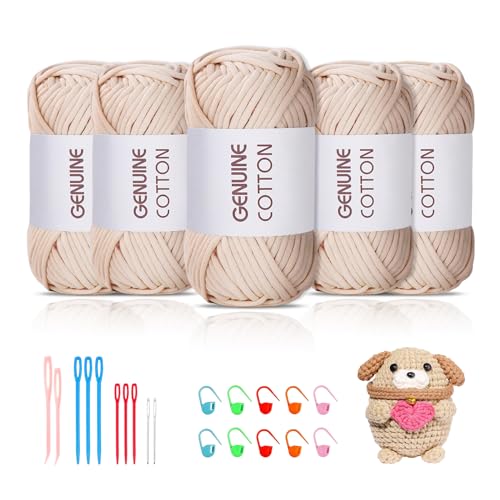 Maxee 5X50g Dickes Garn Baumwolle zum Häkeln, Chunky Häkelgarn für Anfänger, Kein Geteiltes Häkeln Amigurumi Wolle, Klobiges Baumwollgarn Einfaches Strickgarn zum Häkeln Stricke Maxee 5X50g Dickes Garn Baumwolle zum Häkeln, Chunky Häkelgarn für Anfänger, Kein Geteiltes Häkeln Amigurumi Wolle, Klobiges Baumwollgarn Einfaches Strickgarn zum Häkeln Stricke von Maxee