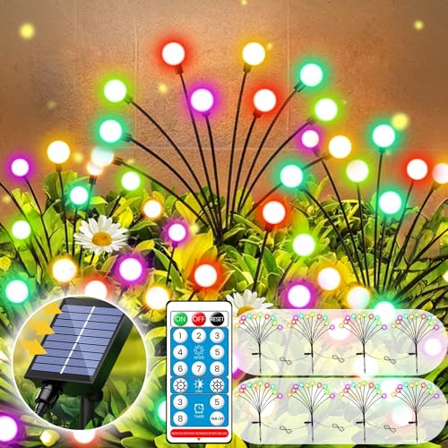 Maxee Solarlampen für Außen Garten, 4in1 Swinging Garden Lights, 10 wasserdichte LED-Solarleuchten, 8 Beleuchtungsmodi für Terrasse und Gartendekoration, bunt (2 Stück) von Maxee
