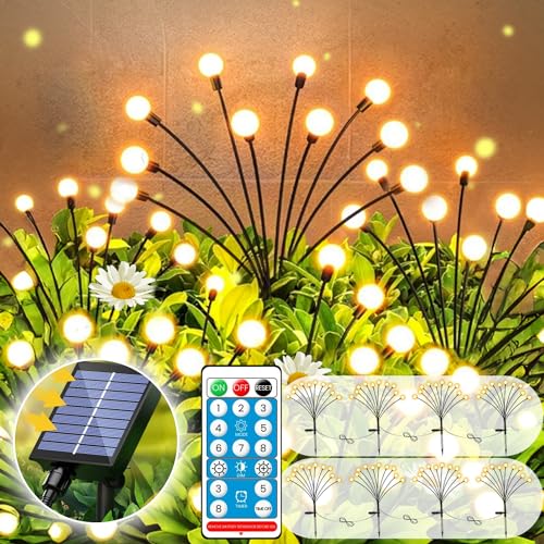 Maxee Solarlampen für Außen Garten, 4in1 schwingende Gartenleuchten, 10 wasserdichte LED-Solarleuchten, 8 Beleuchtungsmodi für Terrasse und Gartendekoration, warmweiß (2 Stück) von Maxee