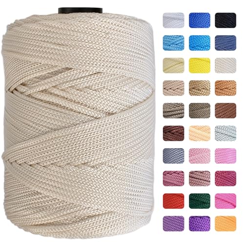 Maxee Polyester garn 3mm x 200 m, 100% Polypropylene für Handwerk, Heimdekoration, Teppiche, Handtaschen, Taschen, Hängetaschen, etc., mit insgesamt 31 Farben von Maxee