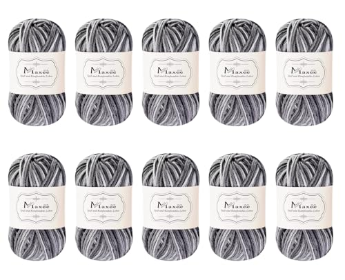 Maxee Handstrickgarn, 10×50 g Häkelgarn, Bunt Farbverlauf Acrylgarn zum Stricken, Weicher Wolle zum Häkeln, Mehrfarbiges Garn zum Stricken Häkeln und Basteln von Maxee
