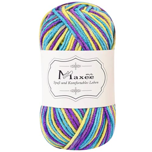 Maxee Handstrickgarn, 50 g Häkelgarn, Bunt Farbverlauf Acrylgarn zum Stricken, Weicher Wolle zum Häkeln, Mehrfarbiges Garn zum Stricken Häkeln und Basteln von Maxee