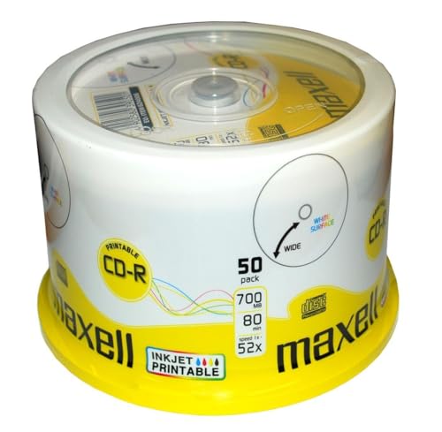 Maxell CD-R Recordable 700MB 80min 52x bedruckbar 50er Pack Spindel von Maxell