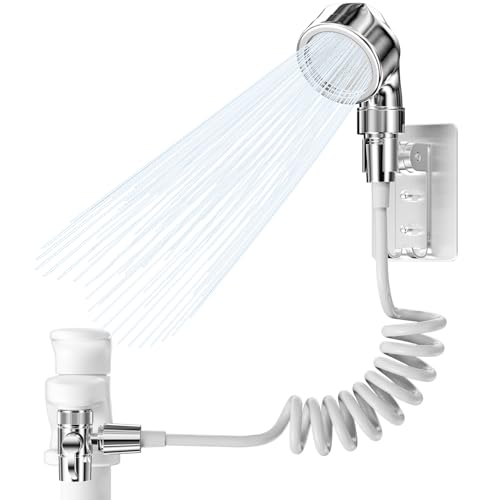 Maxentico Duschkopf Set für Waschbecken, Bidet Handbrause mit 2m Schlauch, Waschbeckenbrause zum Haarewaschen, Waschbeckendusche, Wasserhahn Verlängerung mit Duschkopfhalter und Wasserhahnspender von Maxentico