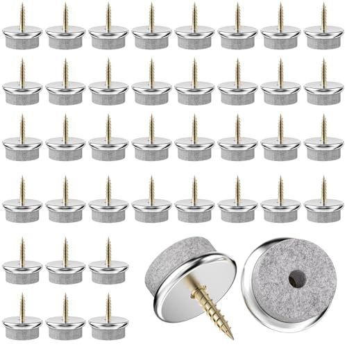 Maxentico Filzgleiter(40Pcs), Schrauben Filz für Stühle, Gleiter für Gartenstühle Stuhl Möbelgleiter Außenbereich, Stuhlgleiter aus Kunststoff Schraubbar für Teppich Parkett Nagel Rund von Maxentico