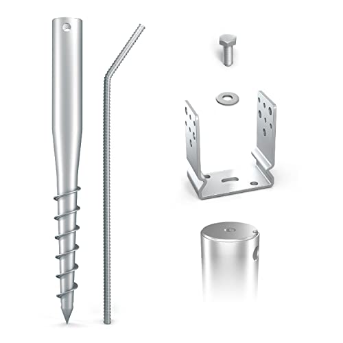 MAXERIO 100 cm U-Set 2er Schraubfundamente inkl. 91 mm Pfostenträger; Ø 60 x 2; M12 von Maxerio
