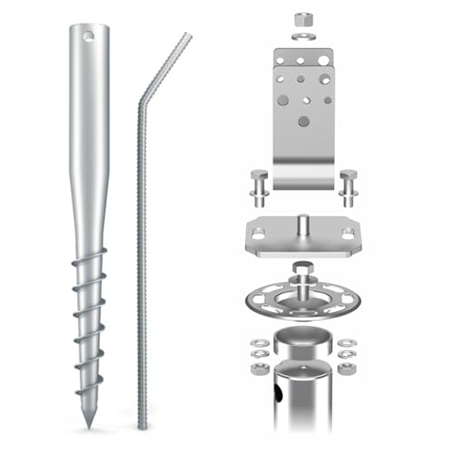 Maxerio NEU 100 cm 2er U-Set TILT Schraubfundamente inkl. 10 cm Pfostenträger (U-Winkel - feuerverzinkt); Ø 60 x 2; M12 von Maxerio