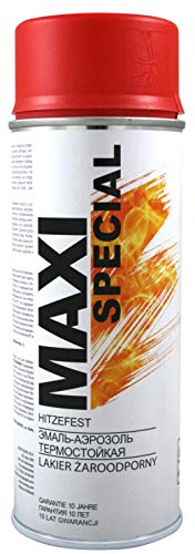 Maxi Color HITZEFEST Sprühlack Ofenfarbe Auspufflack Ofenlack 400 ml Sprühdose hitzebeständig Hochtemperatur-Lack Ergiebig (300°C Rot matt) von Maxi Color