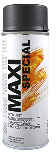 Maxi Color HITZEFEST Sprühlack Ofenfarbe Auspufflack Ofenlack 400 ml Sprühdose hitzebeständig Hochtemperatur-Lack Ergiebig (800°C schwarz matt) von Maxi Color