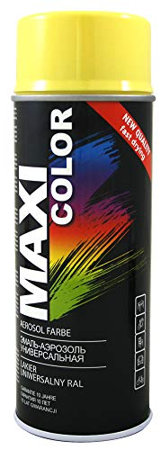 Maxi Color NEW QUALITY Sprühlack Lackspray Glanz 400ml Universelle spray Nitro-zellulose Farbe Sprühlack schnell trocknender Sprühfarbe (1018 Zinkgelb glänzend) von Maxi Color