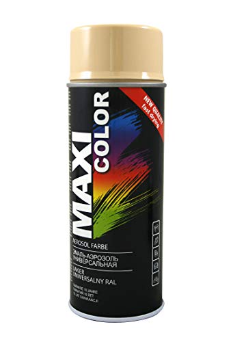 Maxi Color NEW QUALITY Sprühlack Lackspray Glanz 400ml Universelle spray Nitro-zellulose Farbe Sprühlack schnell trocknender Sprühfarbe (RAL 1001 Beige glänzend) von Maxi Color