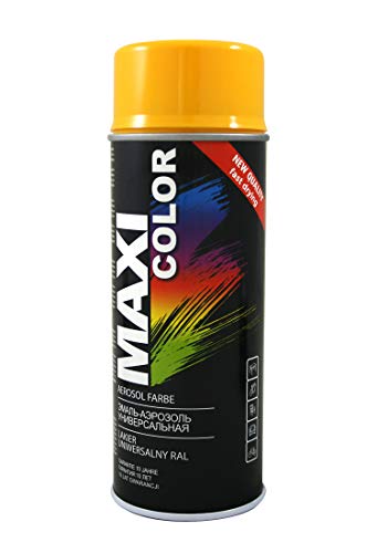 Maxi Color NEW QUALITY Sprühlack Lackspray Glanz 400ml Universelle spray Nitro-zellulose Farbe Sprühlack schnell trocknender Sprühfarbe (RAL 1003 Signalgelb glänzend) von Maxi Color