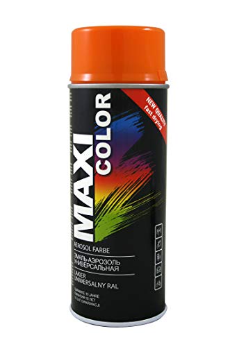 Maxi Color NEW QUALITY Sprühlack Lackspray Glanz 400ml Universelle spray Nitro-zellulose Farbe Sprühlack schnell trocknender Sprühfarbe (RAL 2000 gelborange glänzend) von Maxi Color