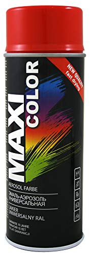 Maxi Color NEW QUALITY Sprühlack Lackspray Glanz 400ml Universelle spray Nitro-zellulose Farbe Sprühlack schnell trocknender Sprühfarbe (RAL 2002 blutorange glänzend) von Maxi Color