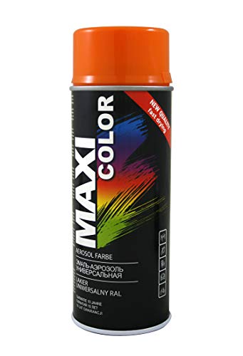 Maxi Color NEW QUALITY Sprühlack Lackspray Glanz 400ml Universelle spray Nitro-zellulose Farbe Sprühlack schnell trocknender Sprühfarbe (RAL 2003 pastellorange glänzend) von Maxi Color