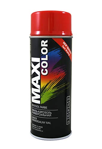 Maxi Color NEW QUALITY Sprühlack Lackspray Glanz 400ml Universelle spray Nitro-zellulose Farbe Sprühlack schnell trocknender Sprühfarbe (RAL 3000 feuerrot glänzend) von Maxi Color