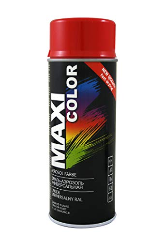 Maxi Color NEW QUALITY Sprühlack Lackspray Glanz 400ml Universelle spray Nitro-zellulose Farbe Sprühlack schnell trocknender Sprühfarbe (RAL 3001 signalrot glänzend) von Maxi Color