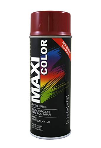 Maxi Color NEW QUALITY Sprühlack Lackspray Glanz 400ml Universelle spray Nitro-zellulose Farbe Sprühlack schnell trocknender Sprühfarbe (RAL 3004 Purpurrot glänzend) von Maxi Color