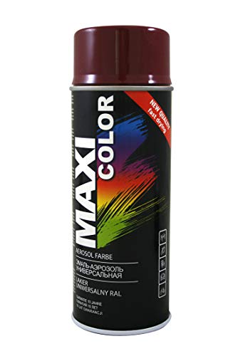 Maxi Color NEW QUALITY Sprühlack Lackspray Glanz 400ml Universelle spray Nitro-zellulose Farbe Sprühlack schnell trocknender Sprühfarbe (RAL 3005 weinrot glänzend) von Maxi Color