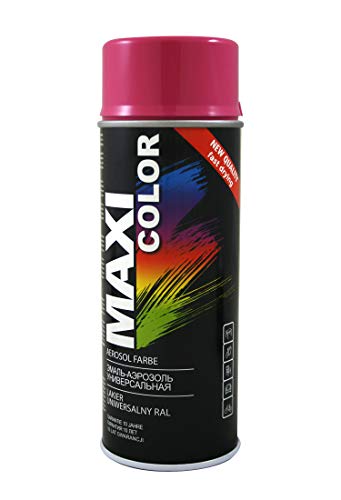 Maxi Color NEW QUALITY Sprühlack Lackspray Glanz 400ml Universelle spray Nitro-zellulose Farbe Sprühlack schnell trocknender Sprühfarbe (RAL 4010 telemagenta glänzend) von Maxi Color