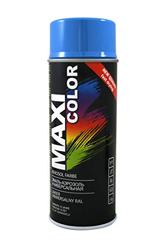 Maxi Color NEW QUALITY Sprühlack Lackspray Glanz 400ml Universelle spray Nitro-zellulose Farbe Sprühlack schnell trocknender Sprühfarbe (RAL 5012 Lichtblau glänzend) von Maxi Color