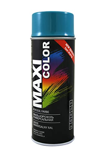 Maxi Color NEW QUALITY Sprühlack Lackspray Glanz 400ml Universelle spray Nitro-zellulose Farbe Sprühlack schnell trocknender Sprühfarbe (RAL 5021 wasserblau glänzend) von Maxi Color