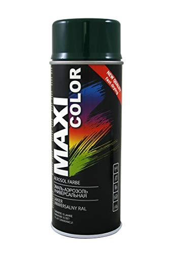 Maxi Color NEW QUALITY Sprühlack Lackspray Glanz 400ml Universelle spray Nitro-zellulose Farbe Sprühlack schnell trocknender Sprühfarbe (RAL 6005 moosgrün glänzend) von Maxi Color