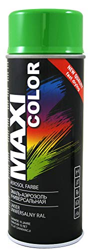 Maxi Color NEW QUALITY Sprühlack Lackspray Glanz 400ml Universelle spray Nitro-zellulose Farbe Sprühlack schnell trocknender Sprühfarbe (RAL 6018 Gelbgrün glänzend) von Maxi Color