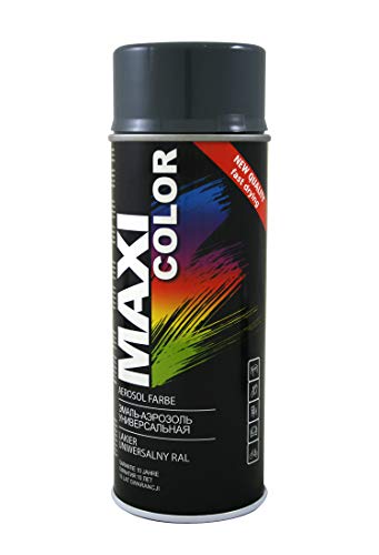 Maxi Color NEW QUALITY Sprühlack Lackspray Glanz 400ml Universelle spray Nitro-zellulose Farbe Sprühlack schnell trocknender Sprühfarbe (RAL 7011 Eisengrau glänzend) von Maxi Color