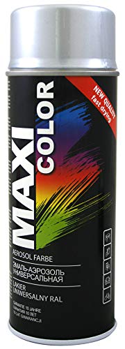 Maxi Color NEW QUALITY Sprühlack Lackspray Glanz 400ml Universelle spray Nitro-zellulose Farbe Sprühlack schnell trocknender Sprühfarbe (RAL 9006 Weissaluminium/Silber glänzend) von Maxi Color