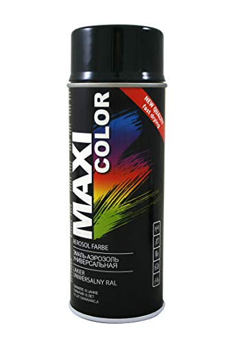 Maxi Color NEW QUALITY Sprühlack Lackspray Glanz 400ml Universelle spray Nitro-zellulose Farbe Sprühlack schnell trocknender Sprühfarbe (RAL 9017 Verkehrsschwarz glänzend) von Maxi Color