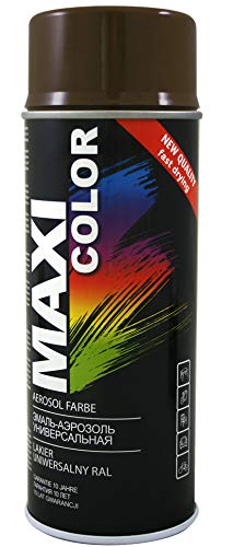 Maxi Color NEW QUALITY Sprühlack Lackspray Glanz 400ml Universelle spray Nitro-zellulose Farbe Sprühlack schnell trocknender Sprühfarbe (Ral 8019 graubraun glänzend) von Maxi Color