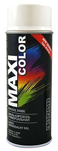 Maxi Color NEW QUALITY Sprühlack Lackspray Glanz 400ml Universelle spray Nitro-zellulose Farbe Sprühlack schnell trocknender Sprühfarbe (Ral 9001 glänzend cremeweiß) von Maxi Color
