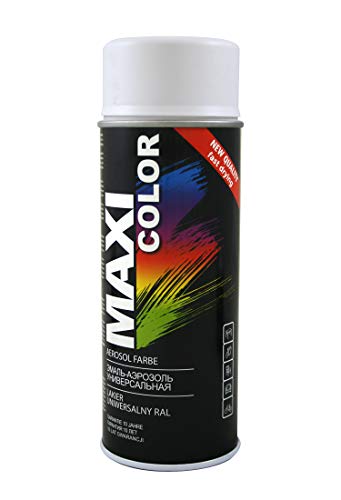 Maxi Color NEW QUALITY Sprühlack Lackspray Glanz 400ml Universelle spray Nitro-zellulose Farbe Sprühlack schnell trocknender Sprühfarbe (Ral 9016 Verkehrsweiß seidenmatt) von Maxi Color