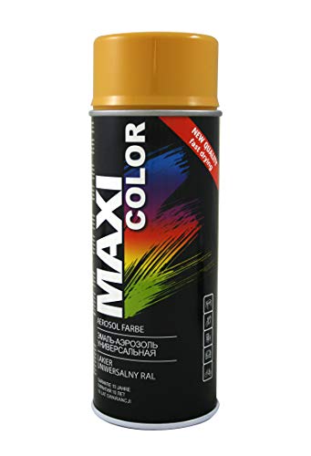 Maxi Color NEW QUALITY Sprühlack Lackspray Glanz 400ml Universelle spray Nitro-zellulose Farbe Sprühlack schnell trocknender Sprühfarbe (RAL 1004 gelb glänzend) von Maxi Color