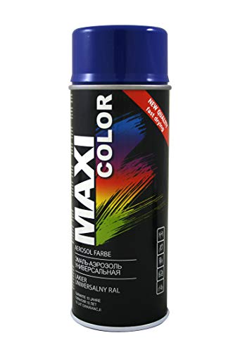 Maxi Color NEW QUALITY Sprühlack Lackspray Glanz 400ml Universelle spray Nitro-zellulose Farbe Sprühlack schnell trocknender Sprühfarbe (RAL 5002 ultramarinblau glänzend) von Maxi Color