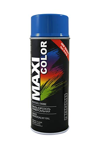 Maxi Color NEW QUALITY Sprühlack Lackspray Glanz 400ml Universelle spray Nitro-zellulose Farbe Sprühlack schnell trocknender Sprühfarbe (RAL 5005 signalblau glänzend) von Maxi Color