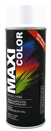 Maxi Color NEW QUALITY Sprühlack Lackspray Glanz 400ml Universelle spray Nitro-zellulose Farbe Sprühlack schnell trocknender Sprühfarbe (RAL 9003 Signalweiß matt) von Maxi Color