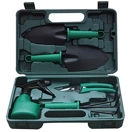 Maxiliving 5 Stück Gartengeräte Set Leicht Gartenwerkzeug Set mit Anti-Rost-Schaufel Schere Harke Water Spray und Tasche von Maxiliving