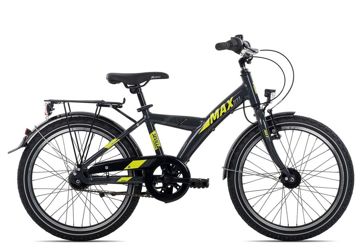 Maxim Kinderfahrrad Sevilla Alu 7 20 Banana, 7 Gang Shimano Nexus 7 Rücktritt Schaltwerk, Kinderrad 20 Zoll Junge Mädchen schwarz/grau von Maxim