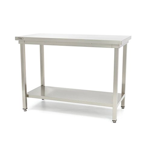 Maxima Gastro Edelstahltisch - 80 x 60 cm - Einstellbare Höhe - mit Lagerregal von Maxima