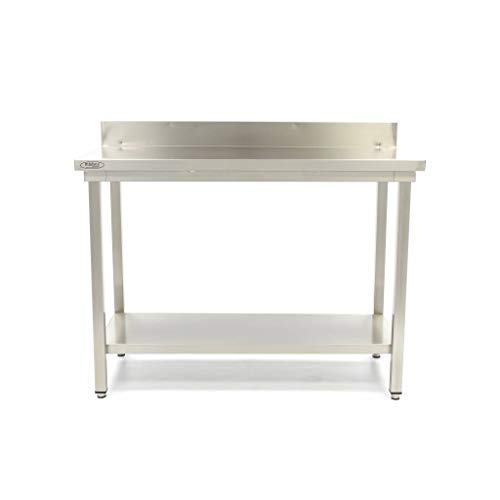 Hummelladen Deluxe - Tavolo da lavoro in acciaio INOX, con ripiano, 1800 x 700 mm von Maxima