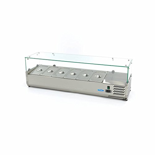 Aufputz-Kühlvitrine 140 cm breit für 6 x 1/3 GN-Behälter – Kühlvitrine – Einzigartiger Kühlzyklus – Gastronomie Kühlvitrine Aufputz-Kühlvitrine 140 cm breit für 6 x 1/3 GN-Behälter – Kühlvitrine – Einzigartiger Kühlzyklus – Gastronomie Kühlvitrine von Maxima