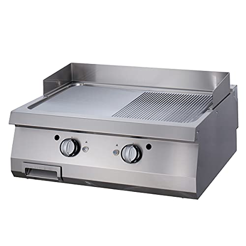 Maxima Gastro Premium Grillplatte - Halb Gerillte Chrom - Doppeleinheit - 90 cm Tief - Gas von Maxima